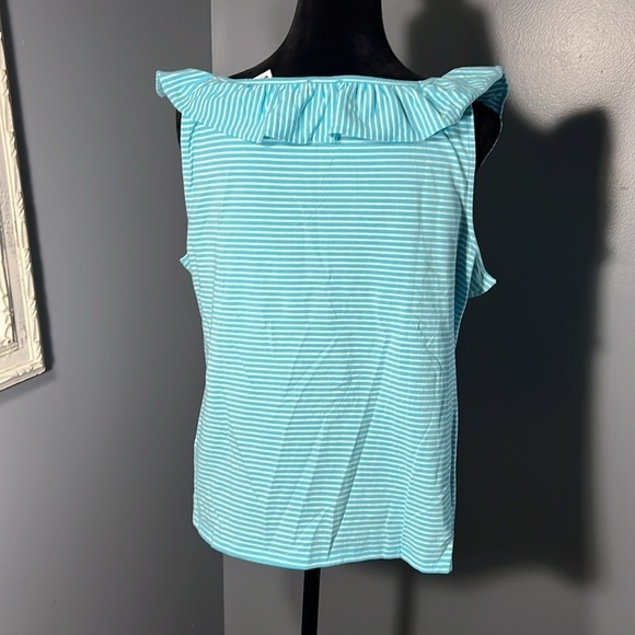 Talbots Ruffle Square Neck Shell - Amalfi Stripe Tank Blouse NWT size PXL - Picture 6 of 7